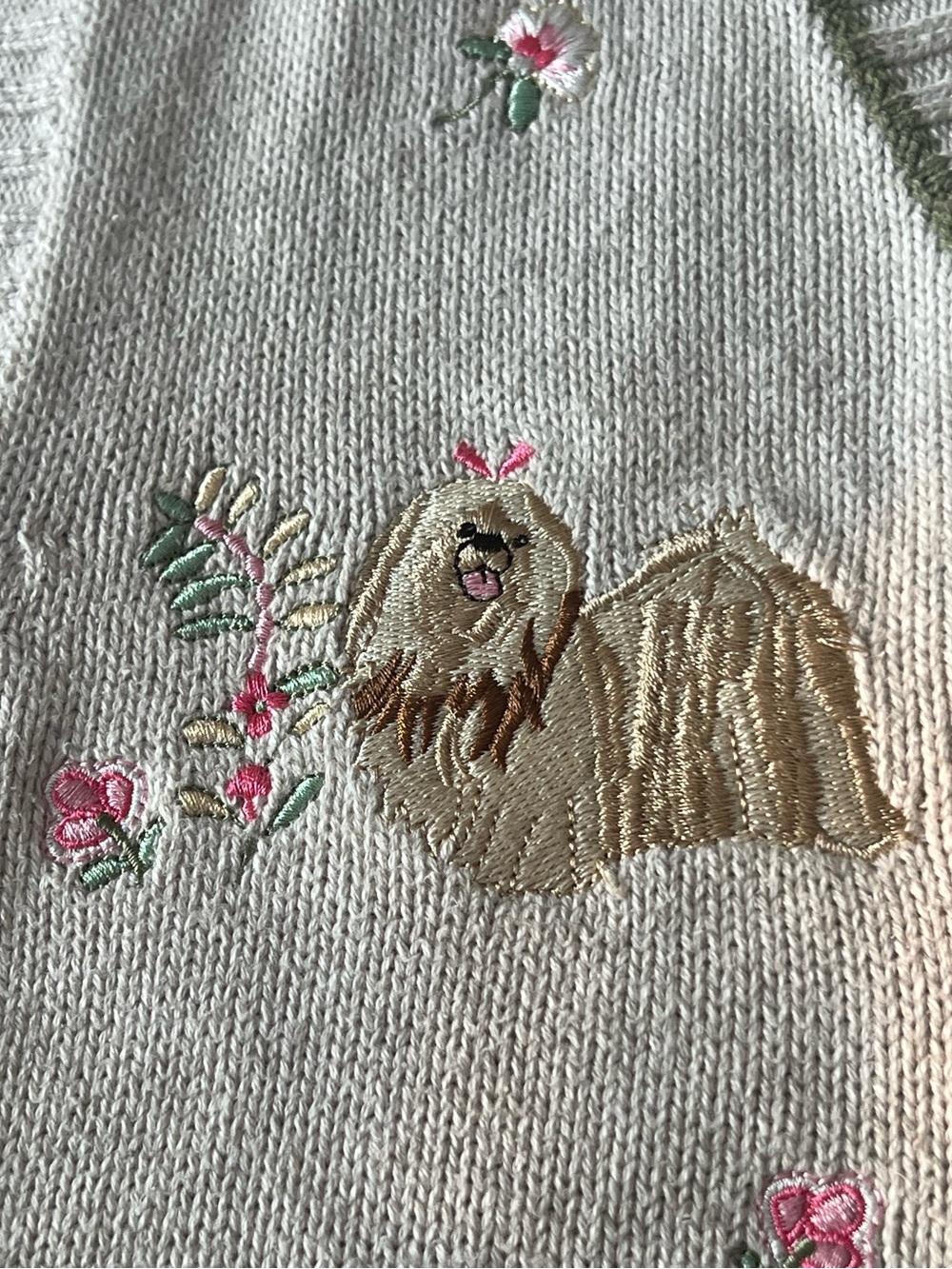 Vintage Tabi Cottagecore Embroidered Dog Cotton Sweater Vest M - Picture 6 of 12